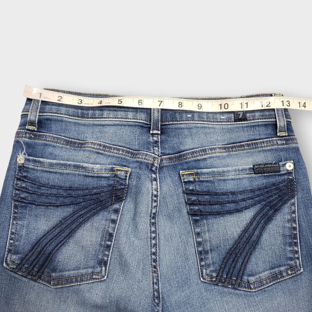 7 For All Mankind Dojo Flare Jeans Blue Denim Women Size 26 Medium Wash - Picture 12 of 15